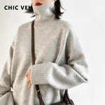 CHIC VEN Koreanische frauen Pullover Lose Rollkragen Pullover Warme Solide Pullover Strickwaren Grundlegende Weibliche Tops Herbst Winter 2022 - flohmarkt-deutschland.shop