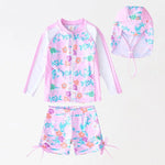 Children's Swimwear Girls Separate Swimming Suit Long Sleeve Sun Protection Quick Drying Children Floral Princess Spa Swimsuit - flohmarkt-deutschland.shop