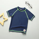 Children's Swimwear UV T-Shirt for Swimming Rashguard Boy Girl Short Sleeve Solid Bathing Suit Jersey Swimsuit Kids 3-11 Years - flohmarkt-deutschland.shop