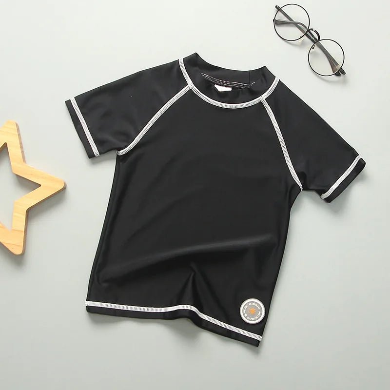 Children's Swimwear UV T-Shirt for Swimming Rashguard Boy Girl Short Sleeve Solid Bathing Suit Jersey Swimsuit Kids 3-11 Years - flohmarkt-deutschland.shop