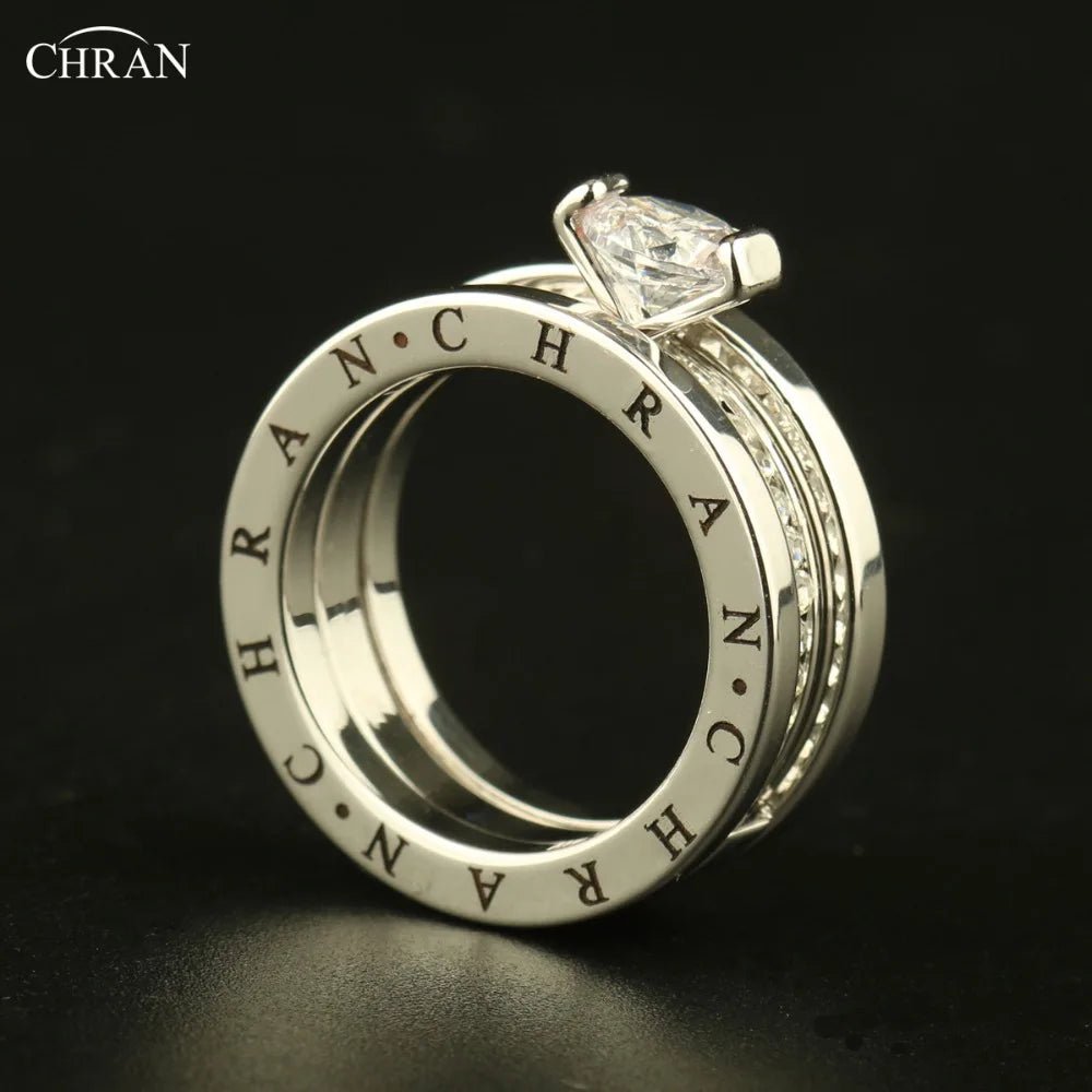 CHRAN Elegante Österreichische Kristall Gold Farbe Marke Schmuck Großhandel Klassische Pflastern Band Zirkon Verlobungsringe Für Frauen - flohmarkt-deutschland.shop
