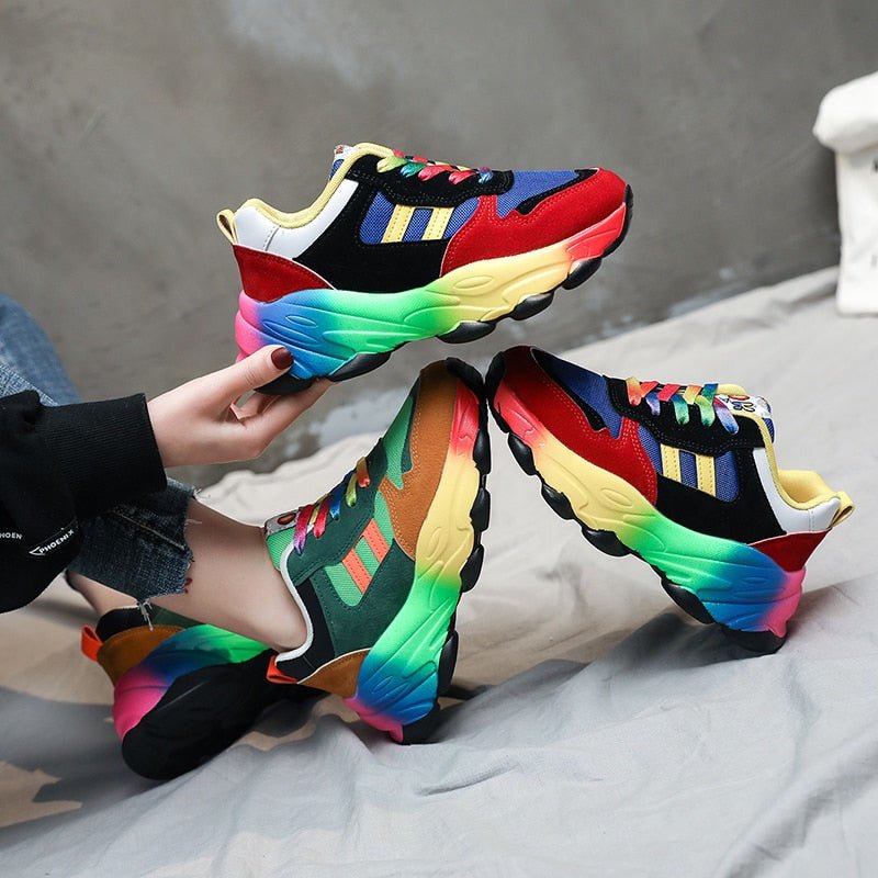 ChromaWear Bunte Dad Sneakers Für Damen - Bequeme Alltagspartner Mit Trendigem Design - flohmarkt-deutschland.shop