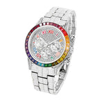 Chronograph Men Quartz Watches Waterproof Rainbow Diamond Luxury Iced Out Watches For Men Gift Dropshipping uhren für herren - flohmarkt-deutschland.shop