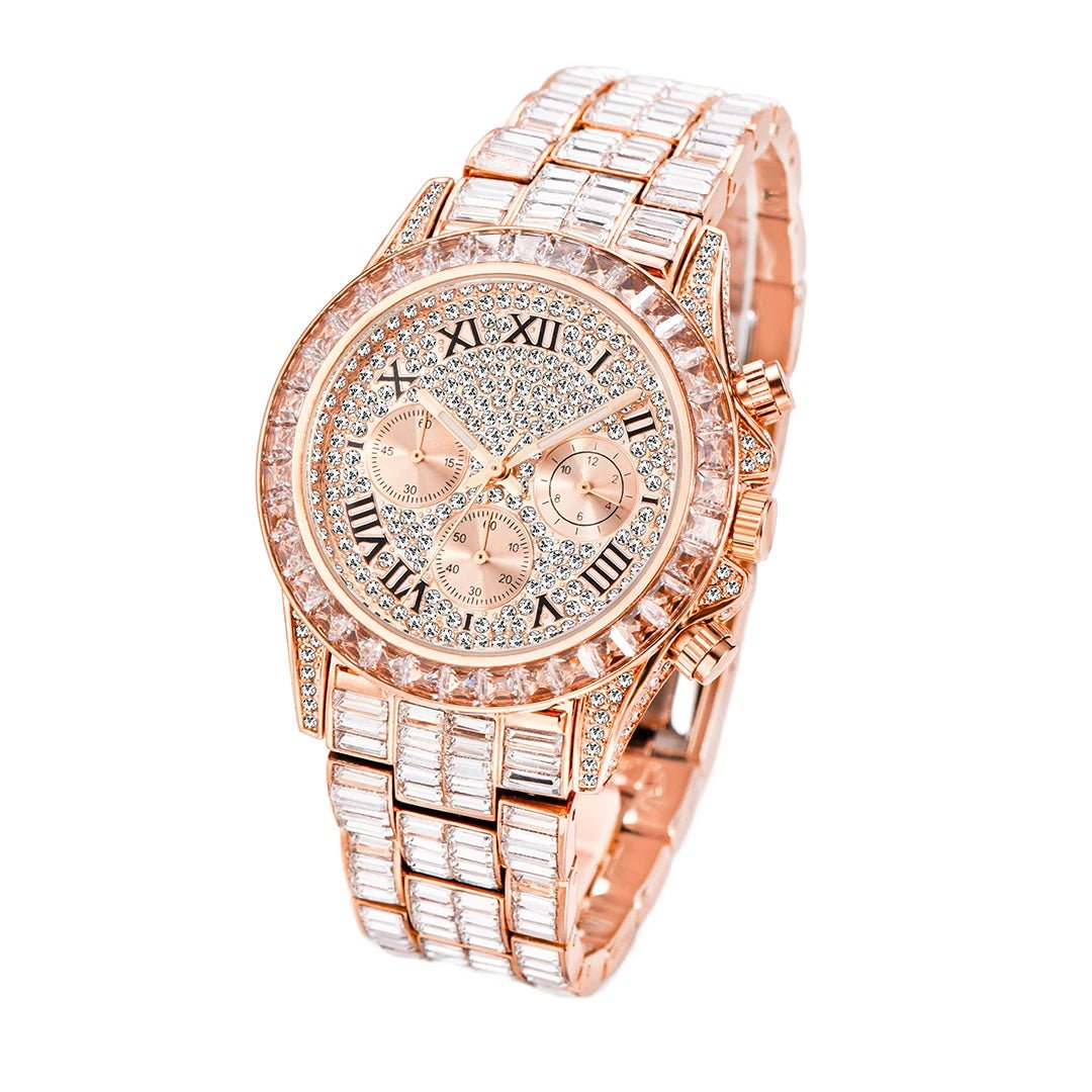 Chronograph Men Quartz Watches Waterproof Rainbow Diamond Luxury Iced Out Watches For Men Gift Dropshipping uhren für herren - flohmarkt-deutschland.shop