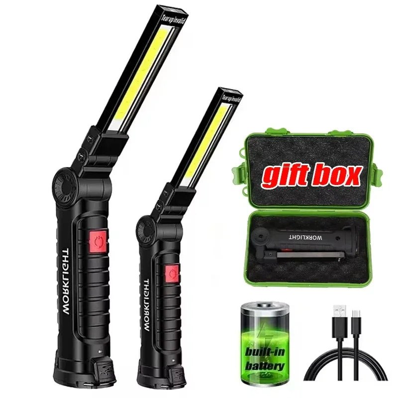 COB LED Arbeitsleuchte dimmbar USB Magnet Haken Powerbank 18650 - flohmarkt-deutschland.shop