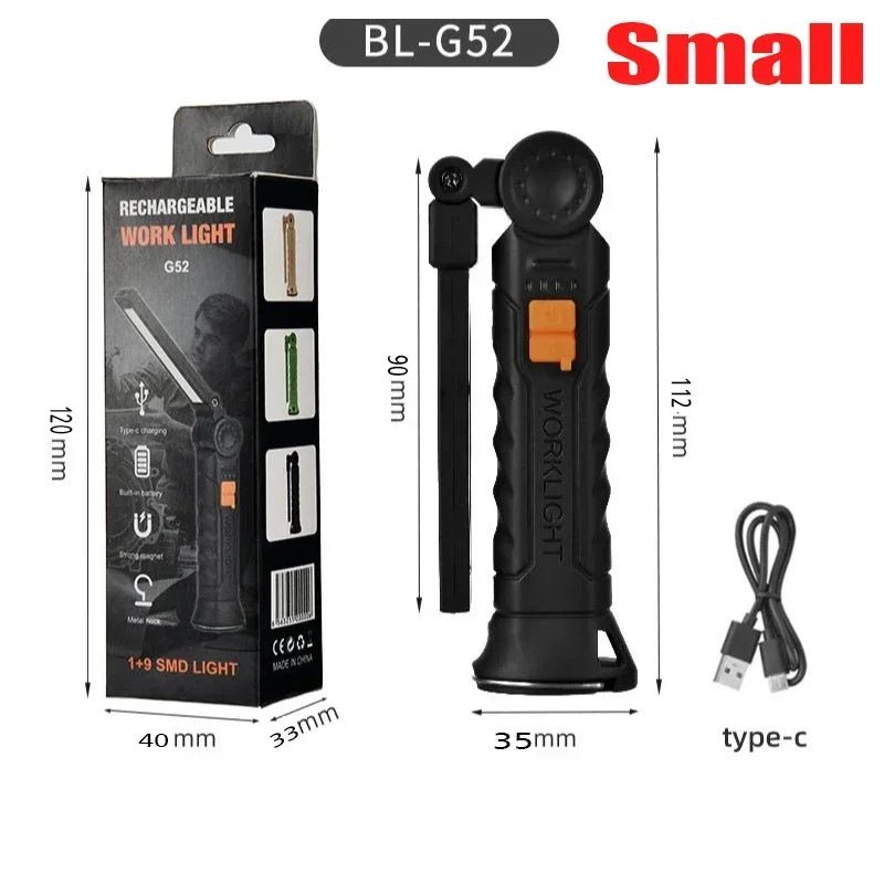 COB LED Arbeitsleuchte dimmbar USB Magnet Haken Powerbank 18650 - flohmarkt-deutschland.shop