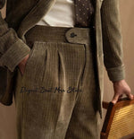 Cord Herrenanzug Set – Jacke & Hose, Business Retro Casual - flohmarkt-deutschland.shop