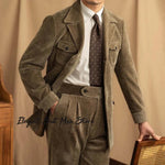 Cord Herrenanzug Set – Jacke & Hose, Business Retro Casual - flohmarkt-deutschland.shop