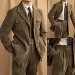 Cord Herrenanzug Set – Jacke & Hose, Business Retro Casual - flohmarkt-deutschland.shop