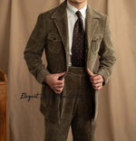Cord Herrenanzug Set – Jacke & Hose, Business Retro Casual - flohmarkt-deutschland.shop