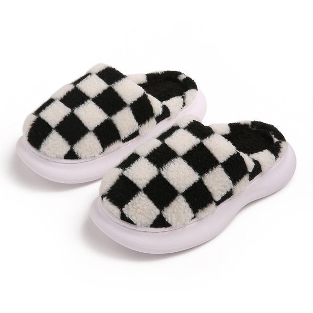 CosyNest Plaid Plüsch Baumwollpantoffeln - Rutschfeste Dicksohle Für Wärme Und Gemütlichkeit - flohmarkt-deutschland.shop