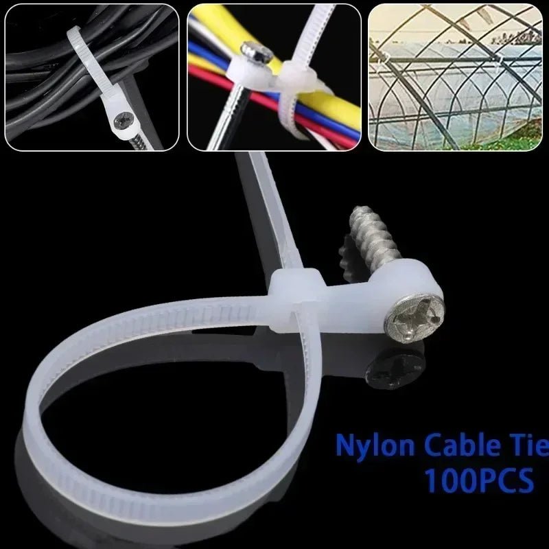 Creative Nylon Cable Ties with Screw Hole Mount Self Locking Loop Wrap Bundle Ties Strap DIY Office Cables Wire Fasten Organizer - flohmarkt-deutschland.shop