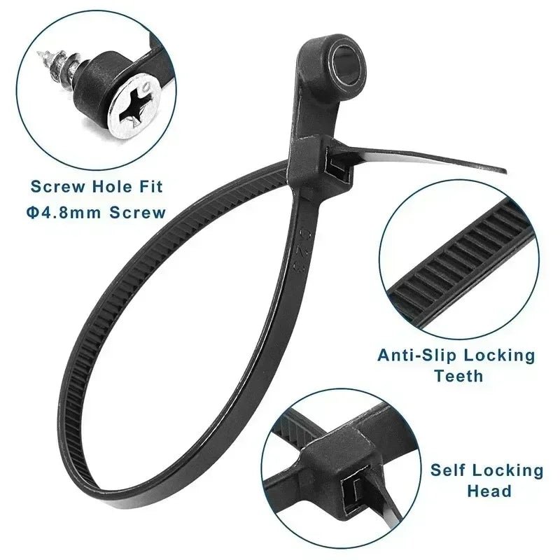 Creative Nylon Cable Ties with Screw Hole Mount Self Locking Loop Wrap Bundle Ties Strap DIY Office Cables Wire Fasten Organizer - flohmarkt-deutschland.shop
