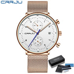 CRRJU Herrenuhr Luxus – Militär, Edelstahl, Datum, Wasserdicht, Quarz - flohmarkt-deutschland.shop