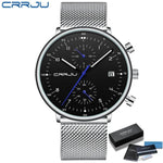 CRRJU Herrenuhr Luxus – Militär, Edelstahl, Datum, Wasserdicht, Quarz - flohmarkt-deutschland.shop