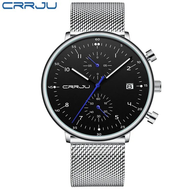 CRRJU Herrenuhr Luxus – Militär, Edelstahl, Datum, Wasserdicht, Quarz - flohmarkt-deutschland.shop