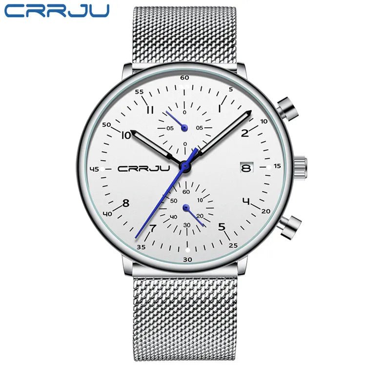 CRRJU Herrenuhr Luxus – Militär, Edelstahl, Datum, Wasserdicht, Quarz - flohmarkt-deutschland.shop