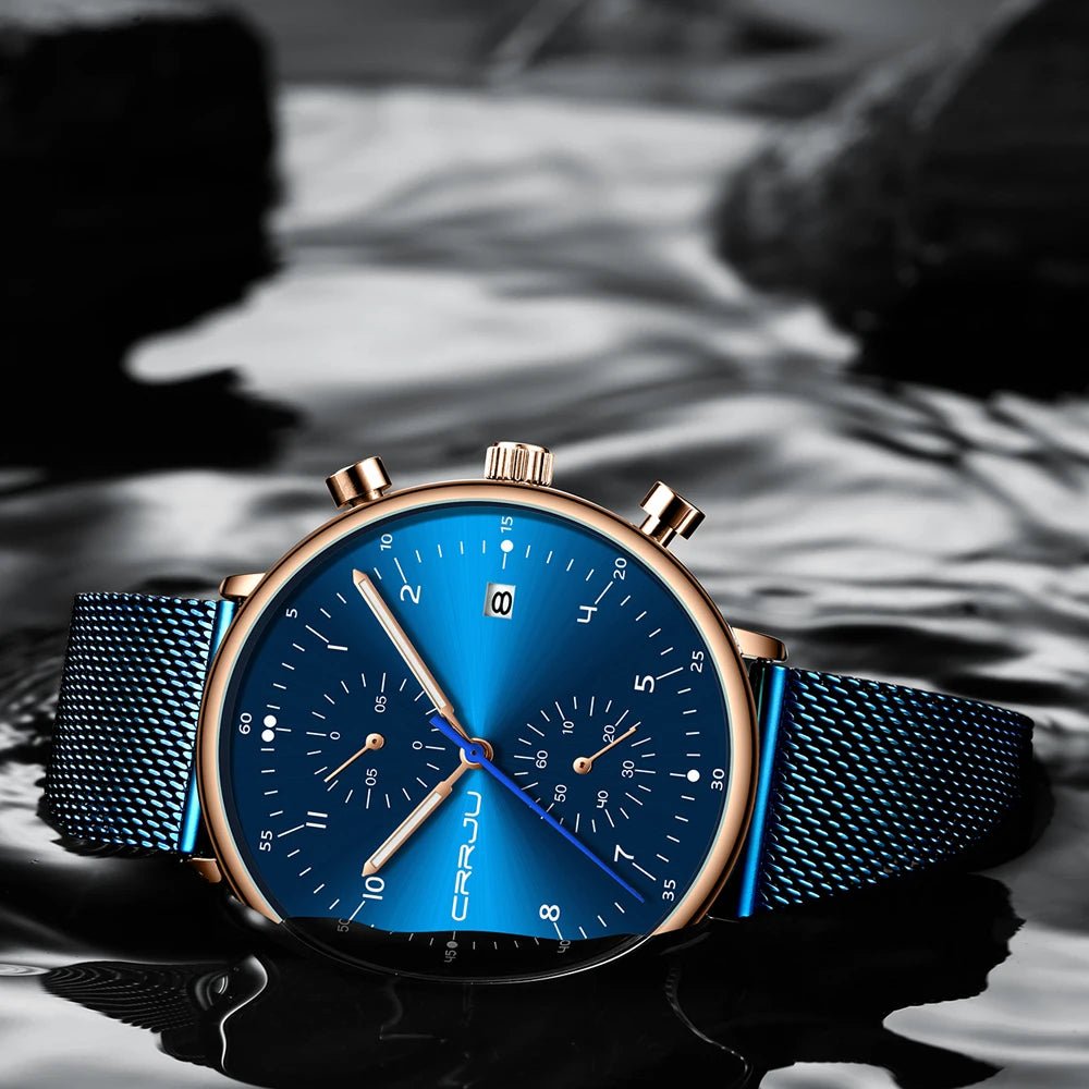 CRRJU Herrenuhr Luxus – Militär, Edelstahl, Datum, Wasserdicht, Quarz - flohmarkt-deutschland.shop