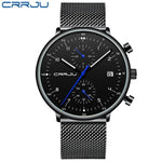 CRRJU Herrenuhr Luxus – Militär, Edelstahl, Datum, Wasserdicht, Quarz - flohmarkt-deutschland.shop