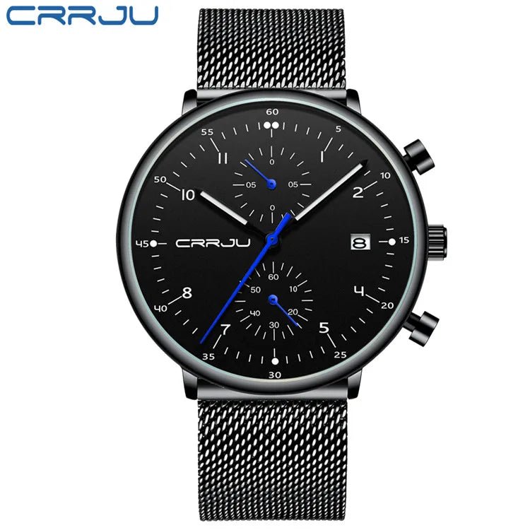 CRRJU Herrenuhr Luxus – Militär, Edelstahl, Datum, Wasserdicht, Quarz - flohmarkt-deutschland.shop