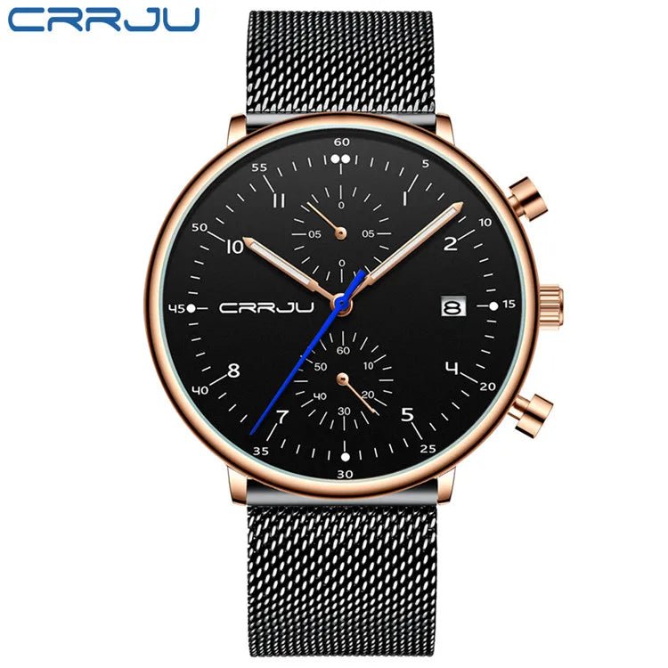CRRJU Herrenuhr Luxus – Militär, Edelstahl, Datum, Wasserdicht, Quarz - flohmarkt-deutschland.shop