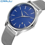 CRRJU Kalander business Mann Uhren Edelstahl Mesh-Armband Runde Mode Sport Quarz Armbanduhren für Männer Relogio Masculino - flohmarkt-deutschland.shop