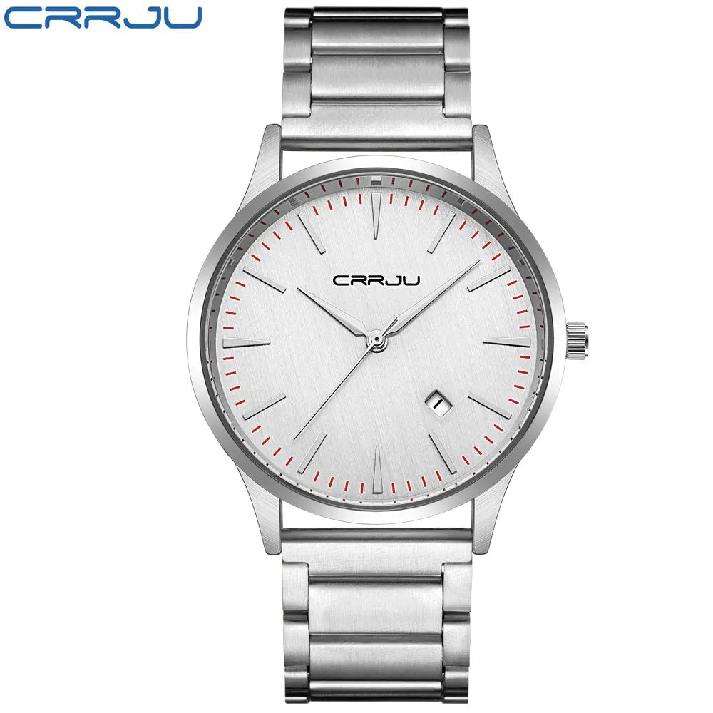 CRRJU Kalander business Mann Uhren Edelstahl Mesh-Armband Runde Mode Sport Quarz Armbanduhren für Männer Relogio Masculino - flohmarkt-deutschland.shop