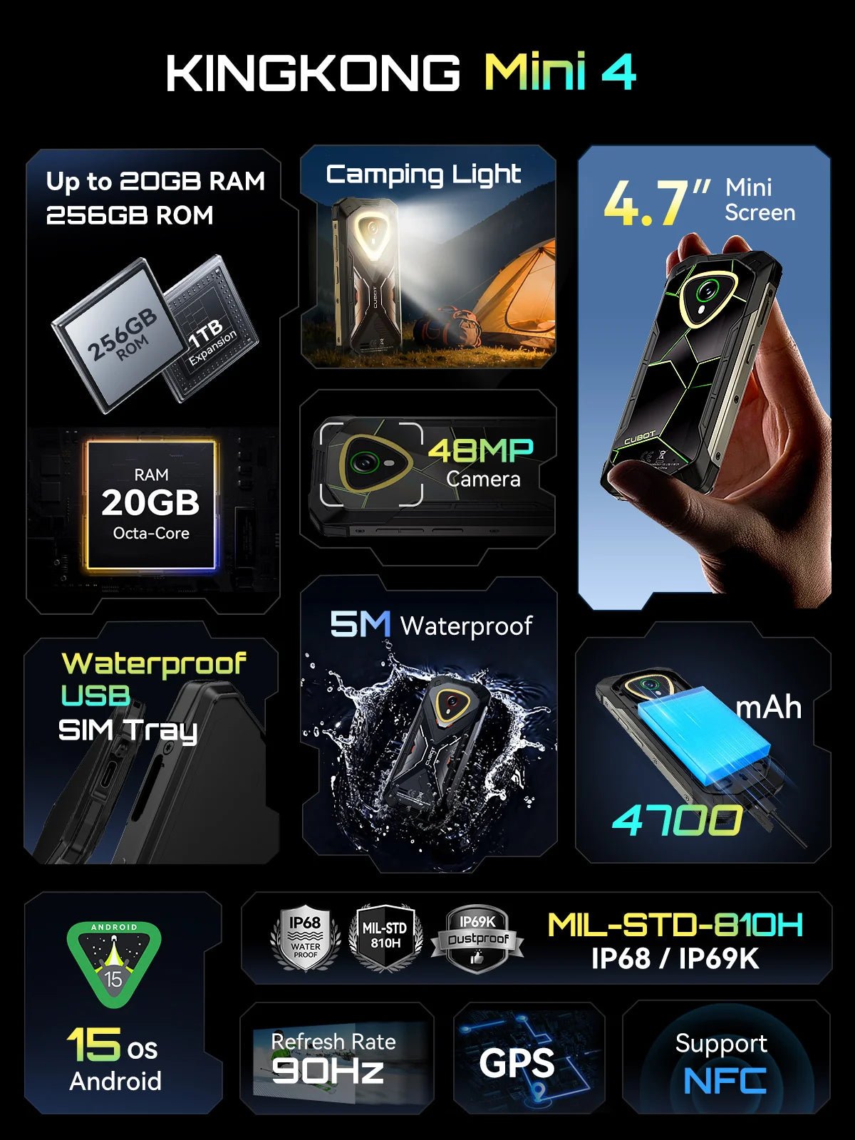 Cubot KingKong Mini 4 Outdoor Smartphone IP68 48MP 256GB 4G NFC - flohmarkt-deutschland.shop