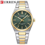CURREN 8439 Men's Business Quartz Watch Minimalist Grid-Pattern Stainless Steel Strap Wristwatch with Calendar Function - flohmarkt-deutschland.shop
