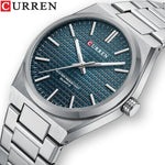 CURREN 8439 Men's Business Quartz Watch Minimalist Grid-Pattern Stainless Steel Strap Wristwatch with Calendar Function - flohmarkt-deutschland.shop