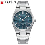 CURREN 8439 Men's Business Quartz Watch Minimalist Grid-Pattern Stainless Steel Strap Wristwatch with Calendar Function - flohmarkt-deutschland.shop