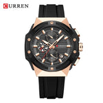 CURREN 8462 Men's Stylish Quartz Watch Waterproof 6-Hand Silicone Strap Wristwatch with Calendar Function - flohmarkt-deutschland.shop