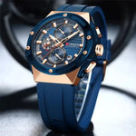 CURREN 8462 Men's Stylish Quartz Watch Waterproof 6-Hand Silicone Strap Wristwatch with Calendar Function - flohmarkt-deutschland.shop