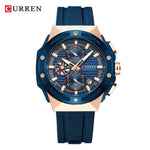 CURREN 8462 Men's Stylish Quartz Watch Waterproof 6-Hand Silicone Strap Wristwatch with Calendar Function - flohmarkt-deutschland.shop