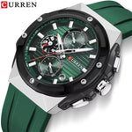 CURREN 8462 Men's Stylish Quartz Watch Waterproof 6-Hand Silicone Strap Wristwatch with Calendar Function - flohmarkt-deutschland.shop