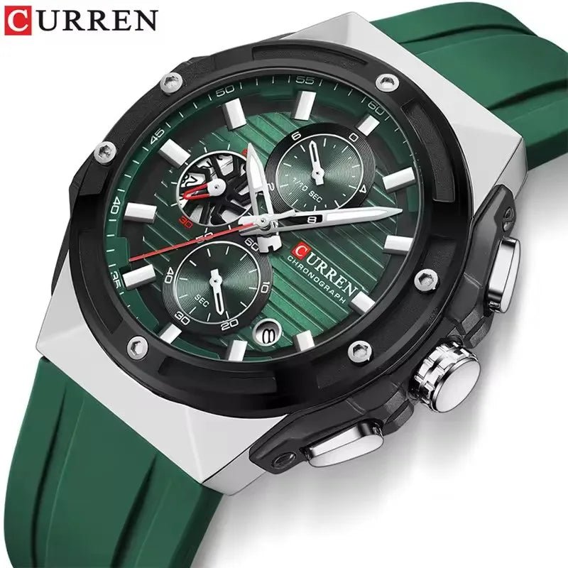 CURREN 8462 Men's Stylish Quartz Watch Waterproof 6-Hand Silicone Strap Wristwatch with Calendar Function - flohmarkt-deutschland.shop