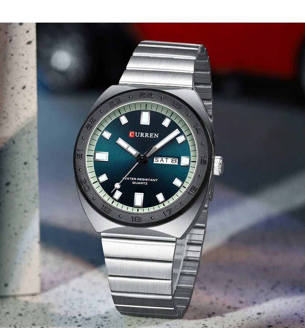 CURREN 8473 NEW Luxury Round Water-Resistant Quartz Watch, Dual-Calendar Watch with Stainless Steel Strap - flohmarkt-deutschland.shop