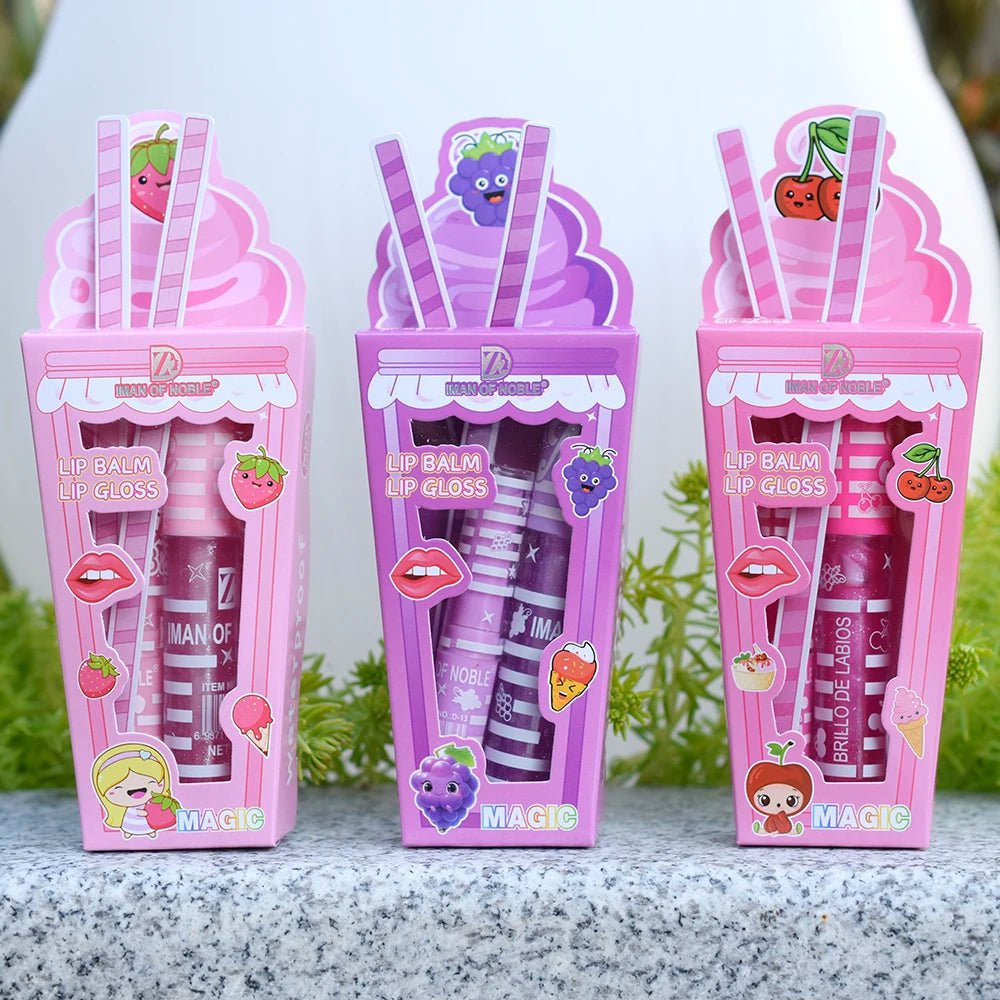 Cute Ice Cream Shiny Lip Gloss Lip Balm Set Girls Woman Waterproof Longlasting Natural Moisturizing Lips Makeup - flohmarkt-deutschland.shop