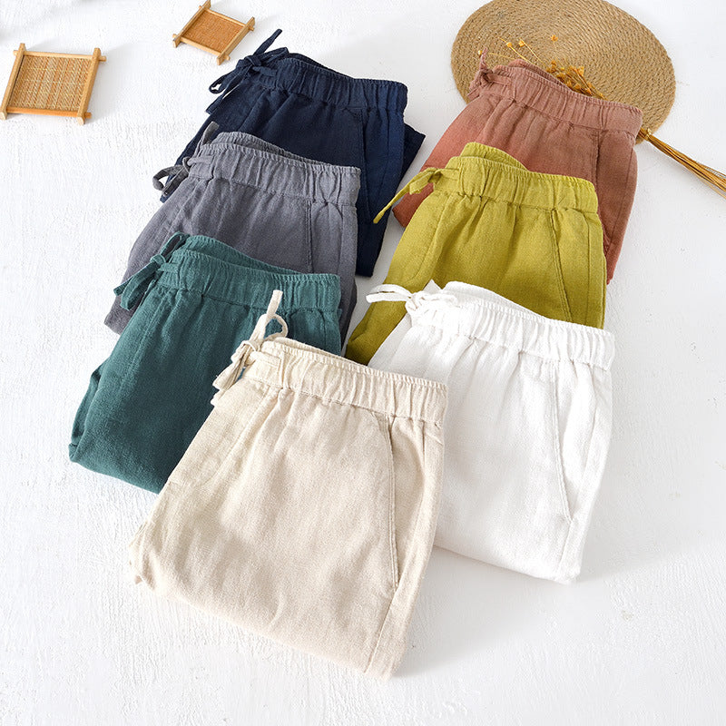 Men's Casual Loose Cotton Linen Shorts for Summer