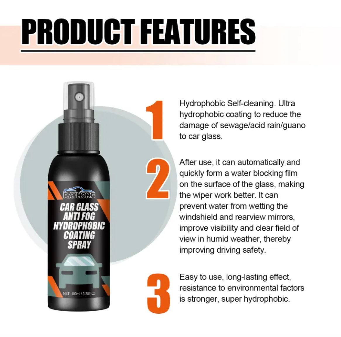 Hydrophober Scheibenreiniger-Spray