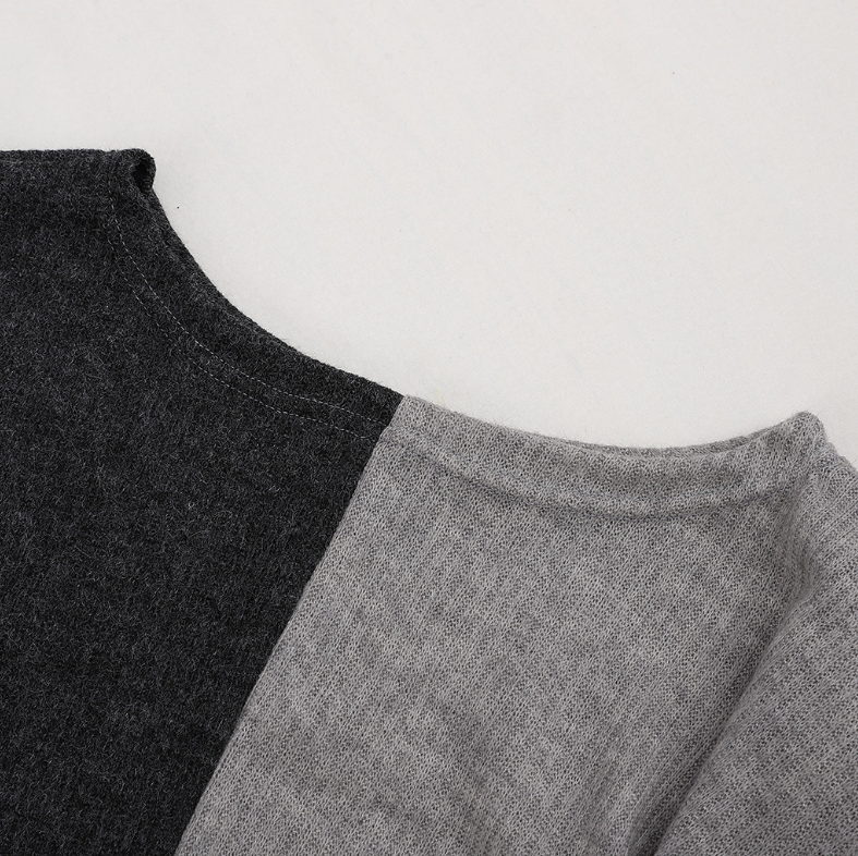 Color Block Loose Knit Sweater with Patchwork Design