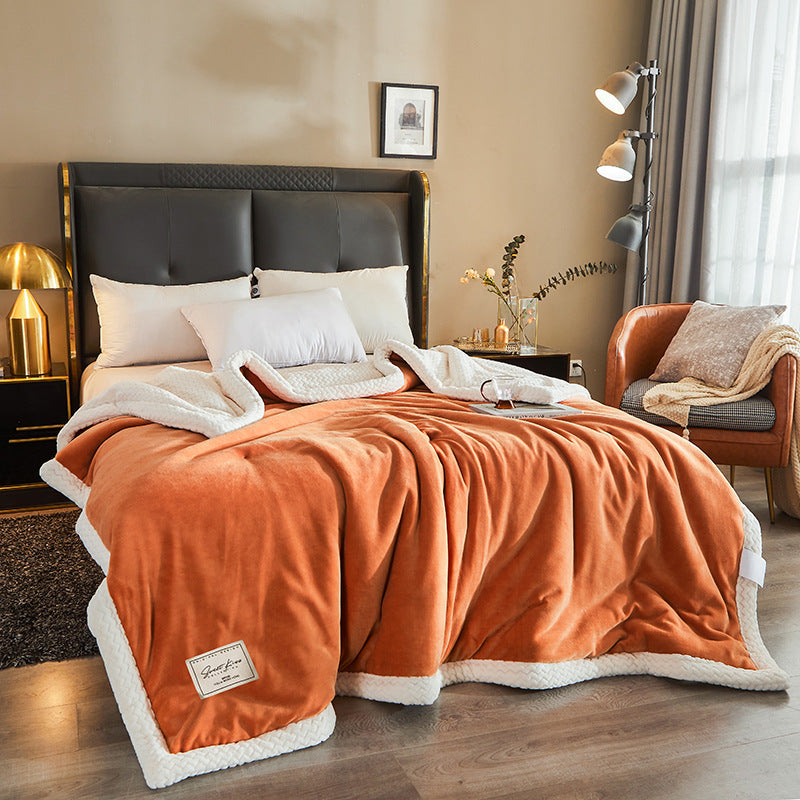 Luxury Thick Solid Color Three-Layer Milk Velvet Blanket