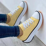 Damen Canvas Sneaker flach einfarbig Casual Herbst Sommer - flohmarkt-deutschland.shop