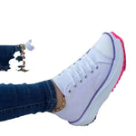 Damen Canvas Sneaker flach einfarbig Casual Herbst Sommer - flohmarkt-deutschland.shop