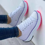 Damen Canvas Sneaker flach einfarbig Casual Herbst Sommer - flohmarkt-deutschland.shop