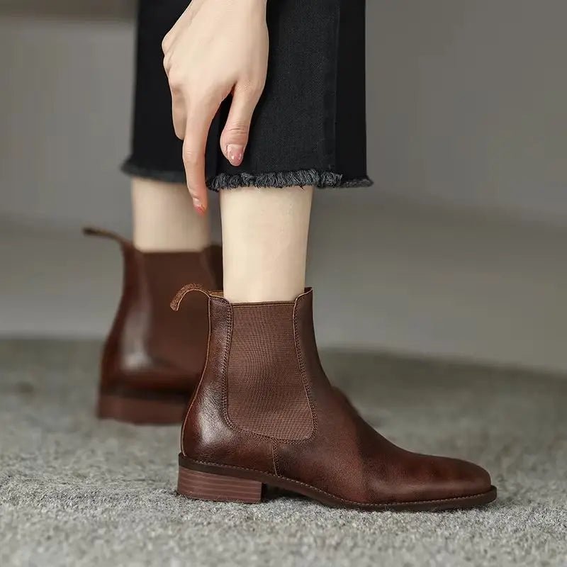 Damen Chelsea Boots 2026 – Retro-Schnürstiefel, niedriger Absatz, große Größen - flohmarkt-deutschland.shop