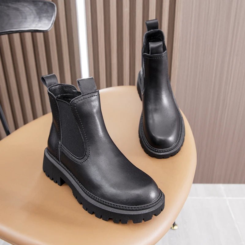 Damen Chelsea Boots aus Echtleder – Retro Stiefeletten für Herbst & Winter - flohmarkt-deutschland.shop