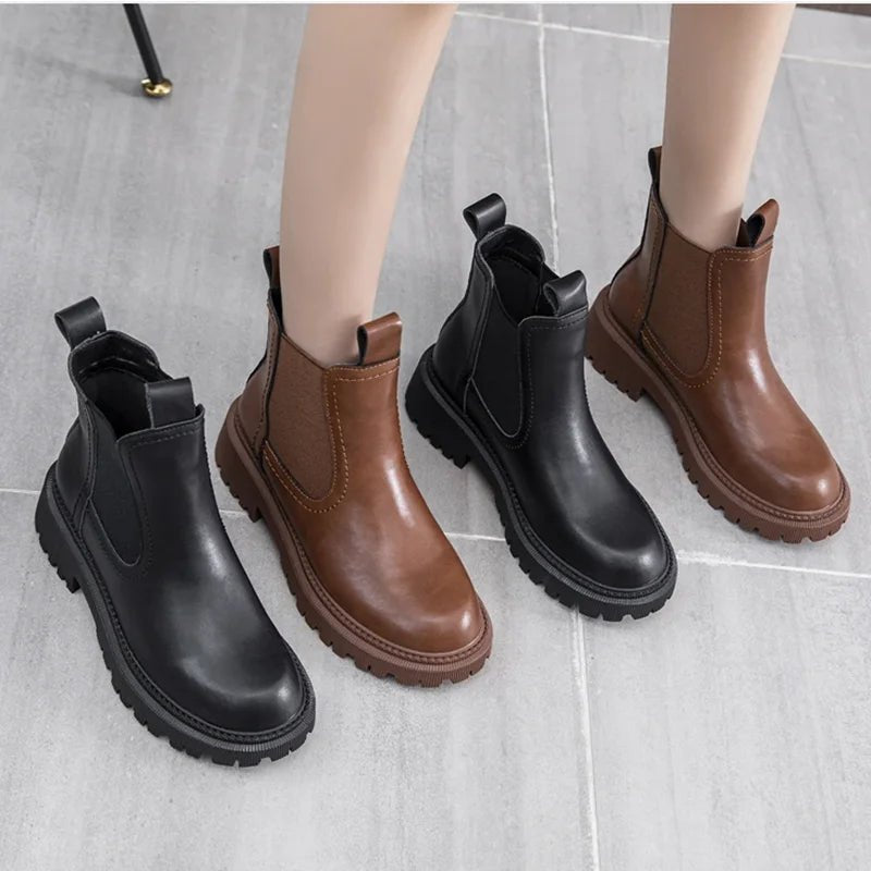 Damen Chelsea Boots aus Echtleder – Retro Stiefeletten für Herbst & Winter - flohmarkt-deutschland.shop