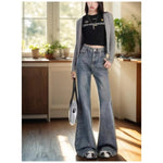 Damen High-Waist Schlagjeans im amerikanischen Retro-Stil – Lässige Denim-Hose im Hot-Girl-Look, vielseitig für den Alltag - flohmarkt-deutschland.shop