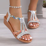 Damen Keil-Sandalen Plateau Strass Böhmen Strand Sommer - flohmarkt-deutschland.shop